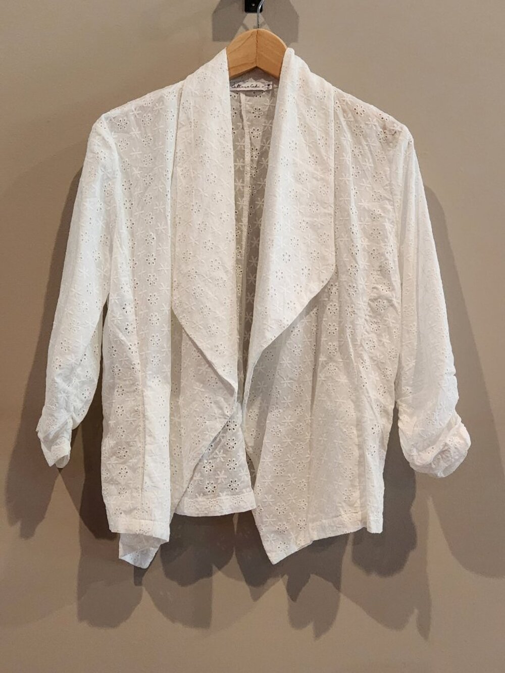 Culture Code White Eyelet Cardigan Womens Medium